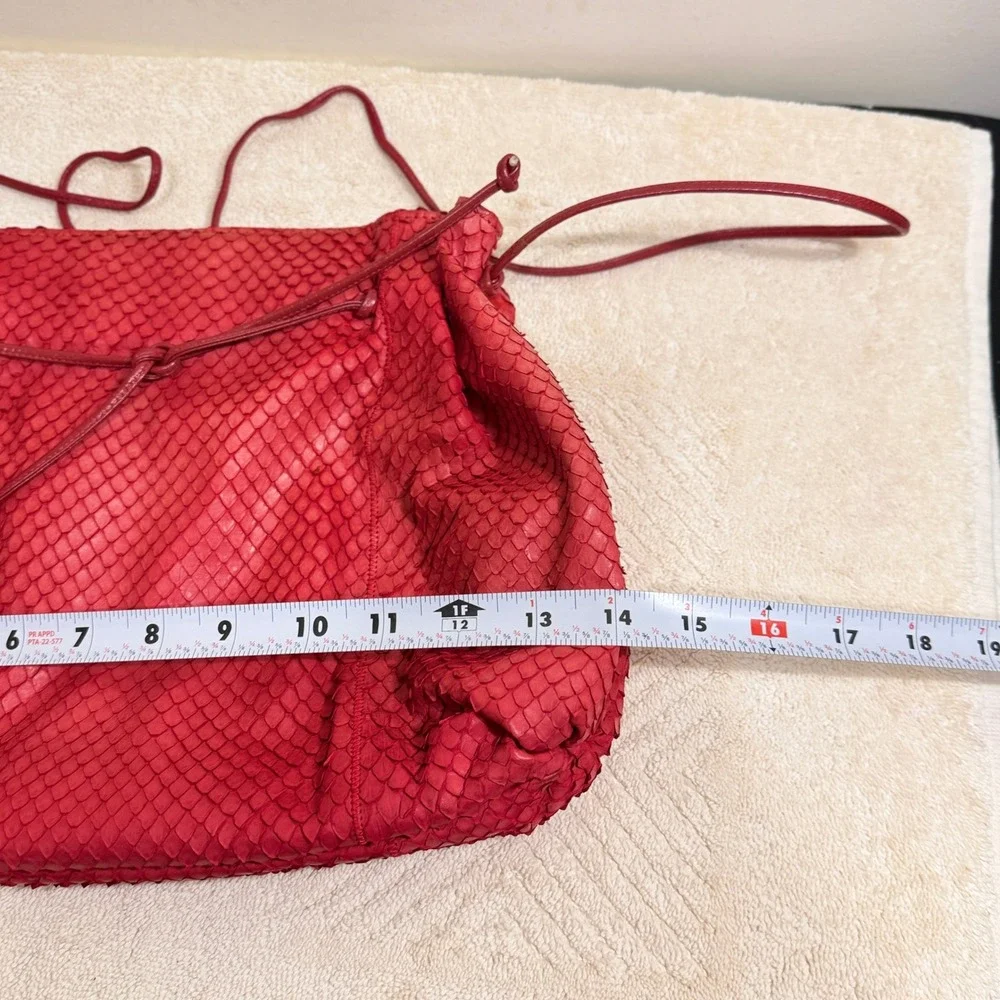 Carlos Falchi Women's Red Python Snakeskin Drawstring Shoulder Crossbody Bag
